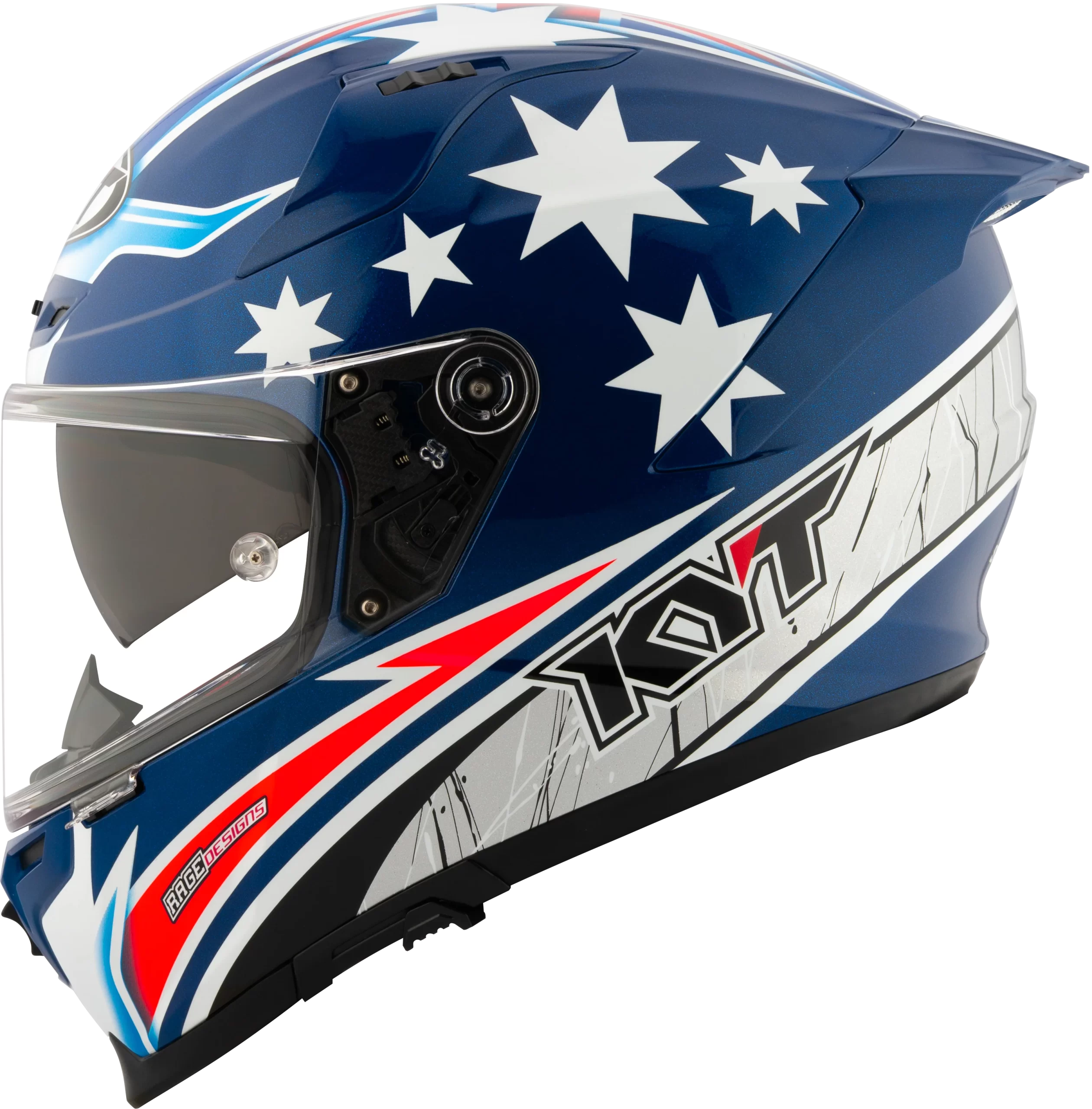 KYT Striker 2V Brock Parkes Replica Gloss Blue White Helmet
