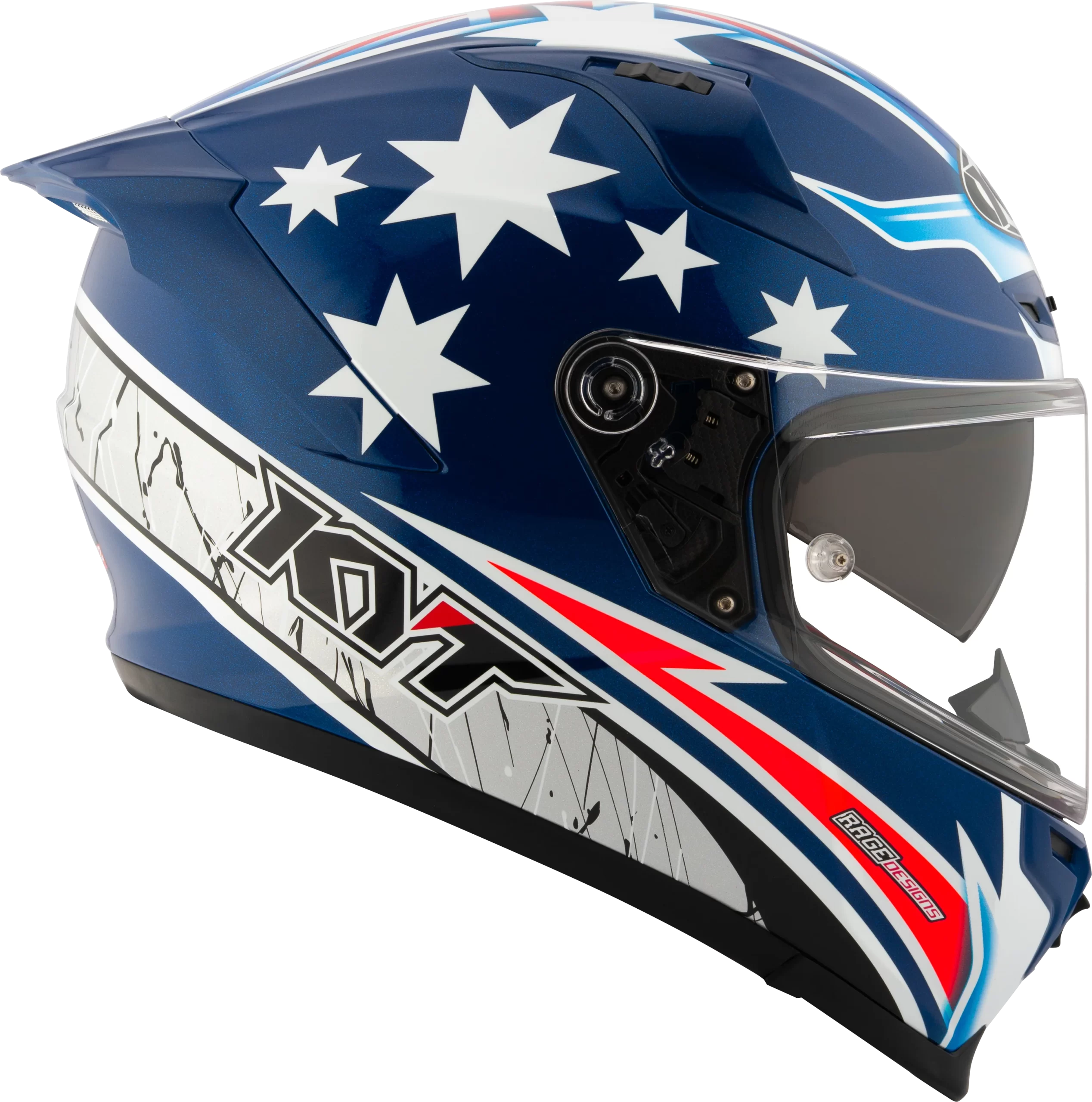 KYT Striker 2V Brock Parkes Replica Gloss Blue White Helmet - Image 2