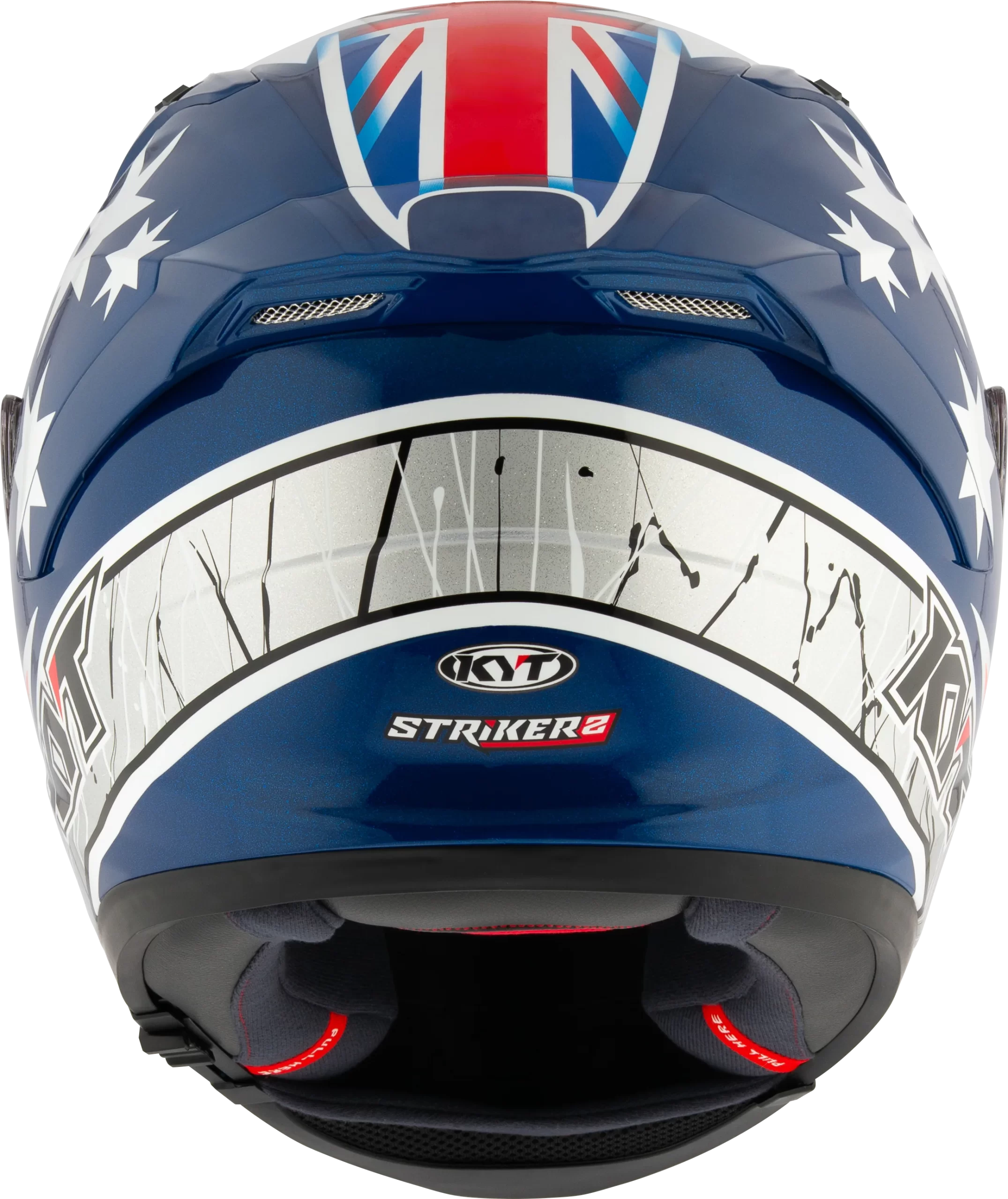 KYT Striker 2V Brock Parkes Replica Gloss Blue White Helmet - Image 3