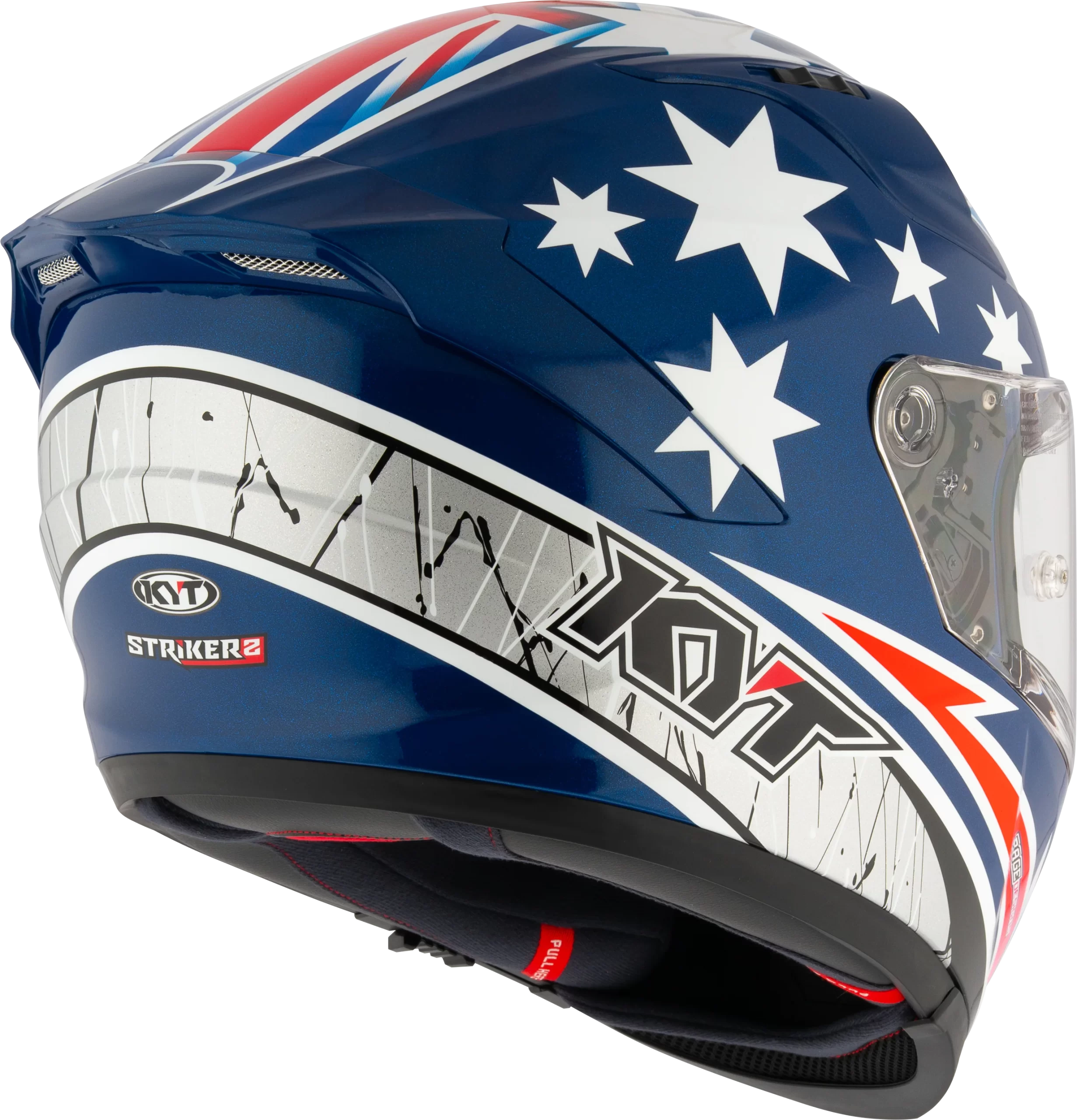 KYT Striker 2V Brock Parkes Replica Gloss Blue White Helmet - Image 4