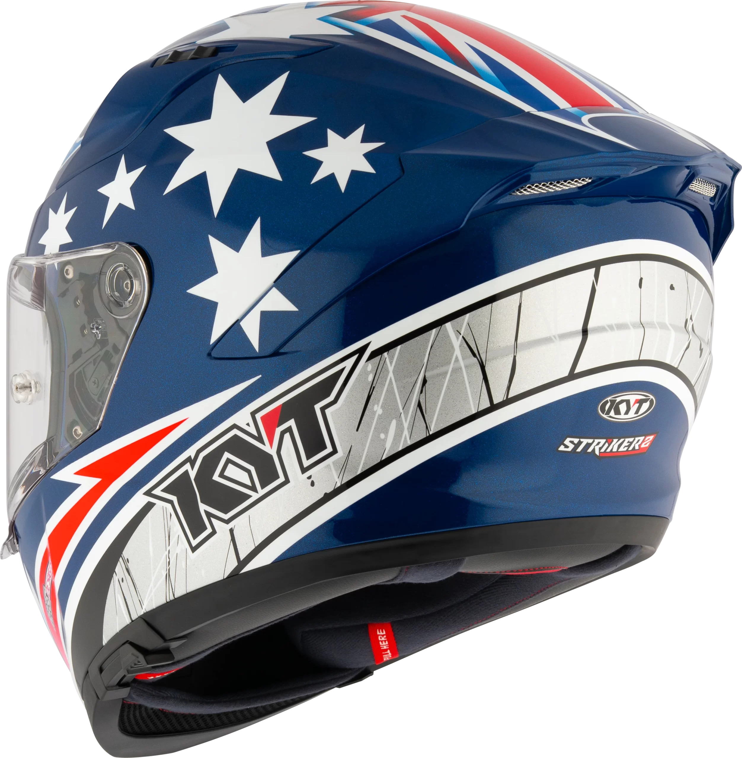KYT Striker 2V Brock Parkes Replica Gloss Blue White Helmet - Image 5