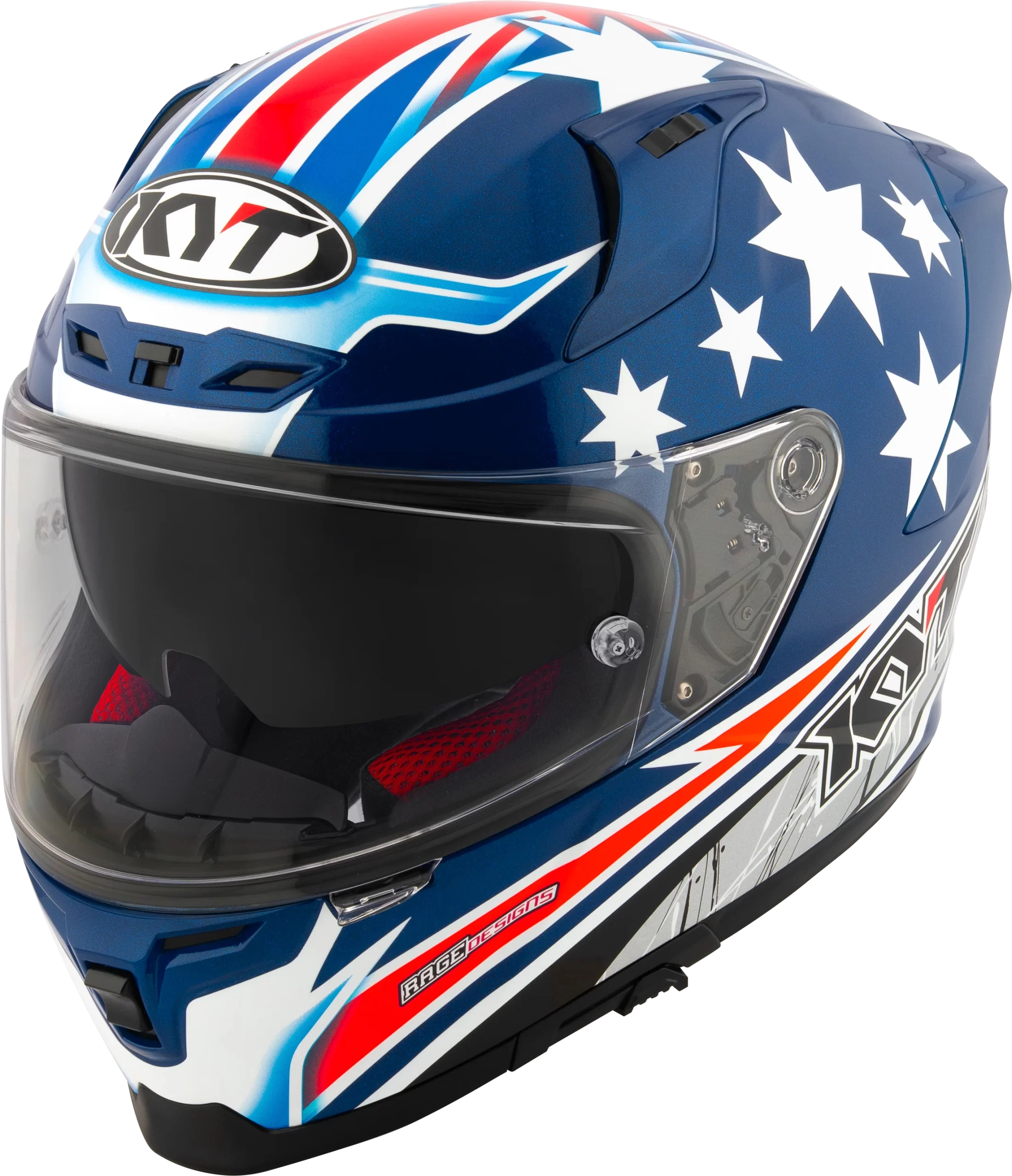 KYT Striker 2V Brock Parkes Replica Gloss Blue White Helmet - Image 6