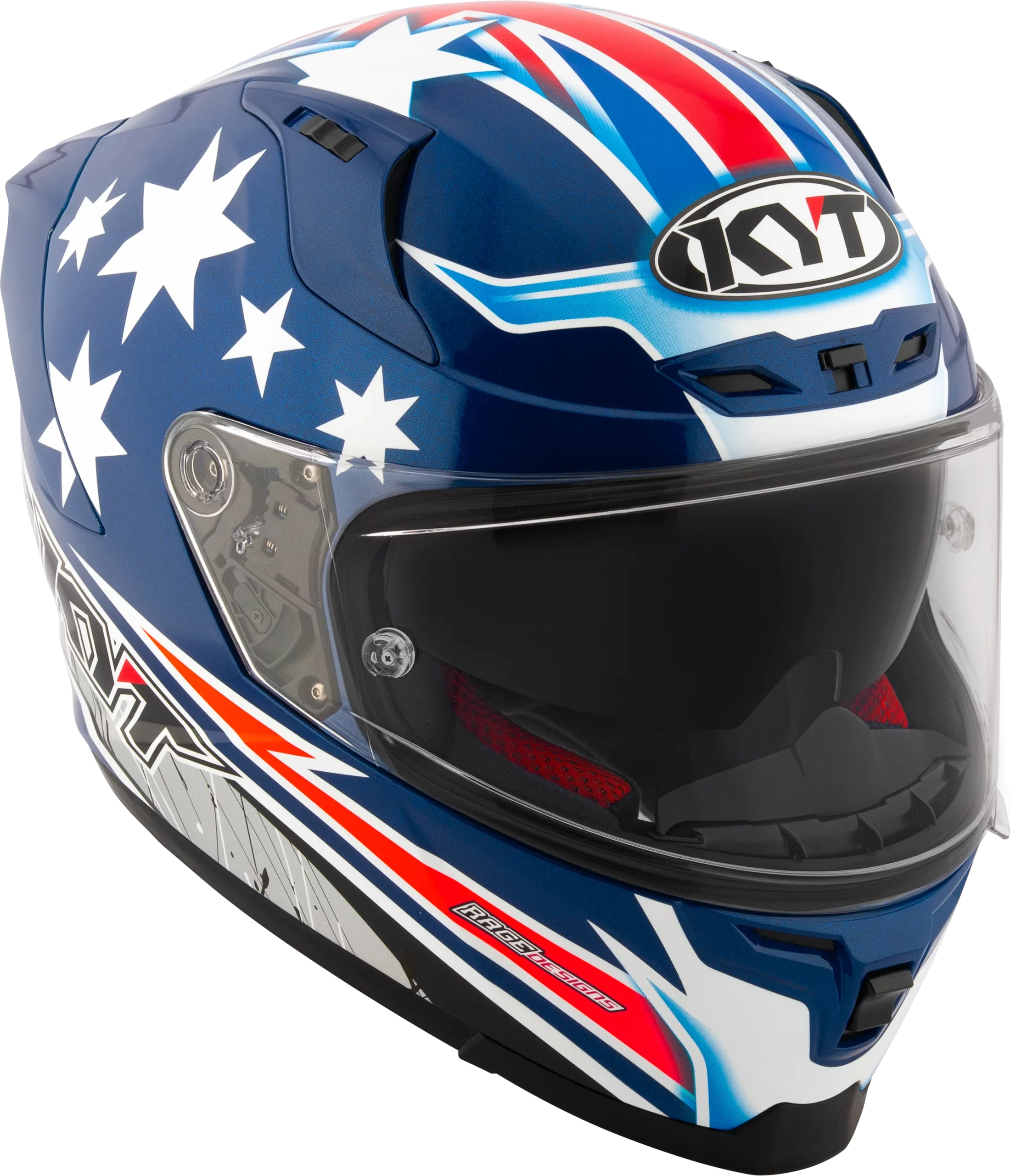 KYT Striker 2V Brock Parkes Replica Gloss Blue White Helmet - Image 7